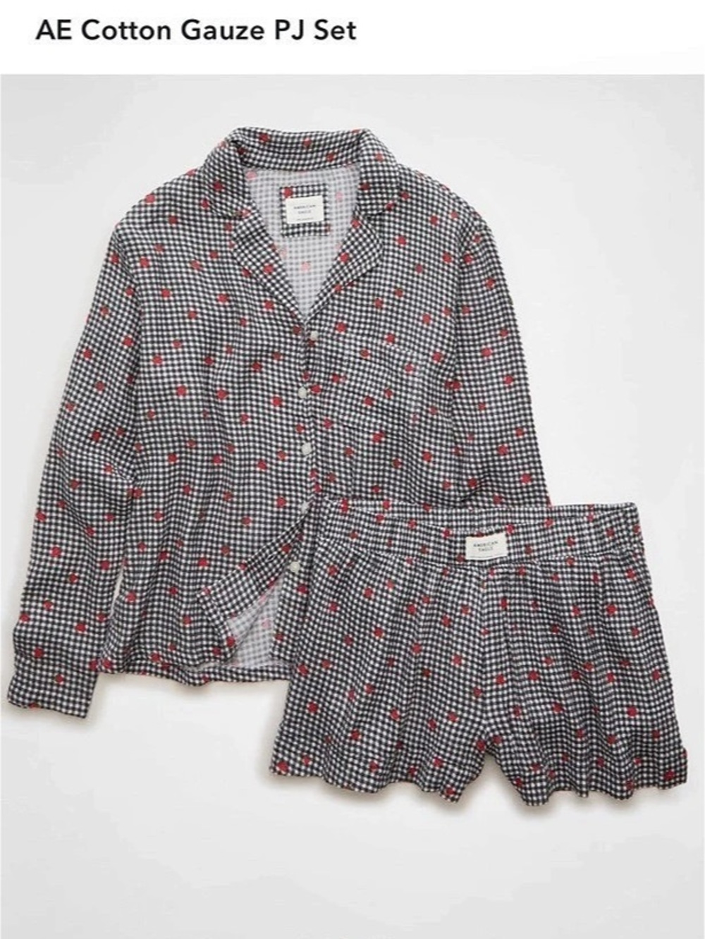 American Eagle AE Cotton Gauze PJ Set Gingham Cotton PJ Set Size large